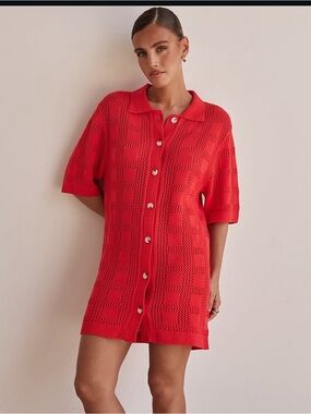 Red Knit Dress / Cover Up
